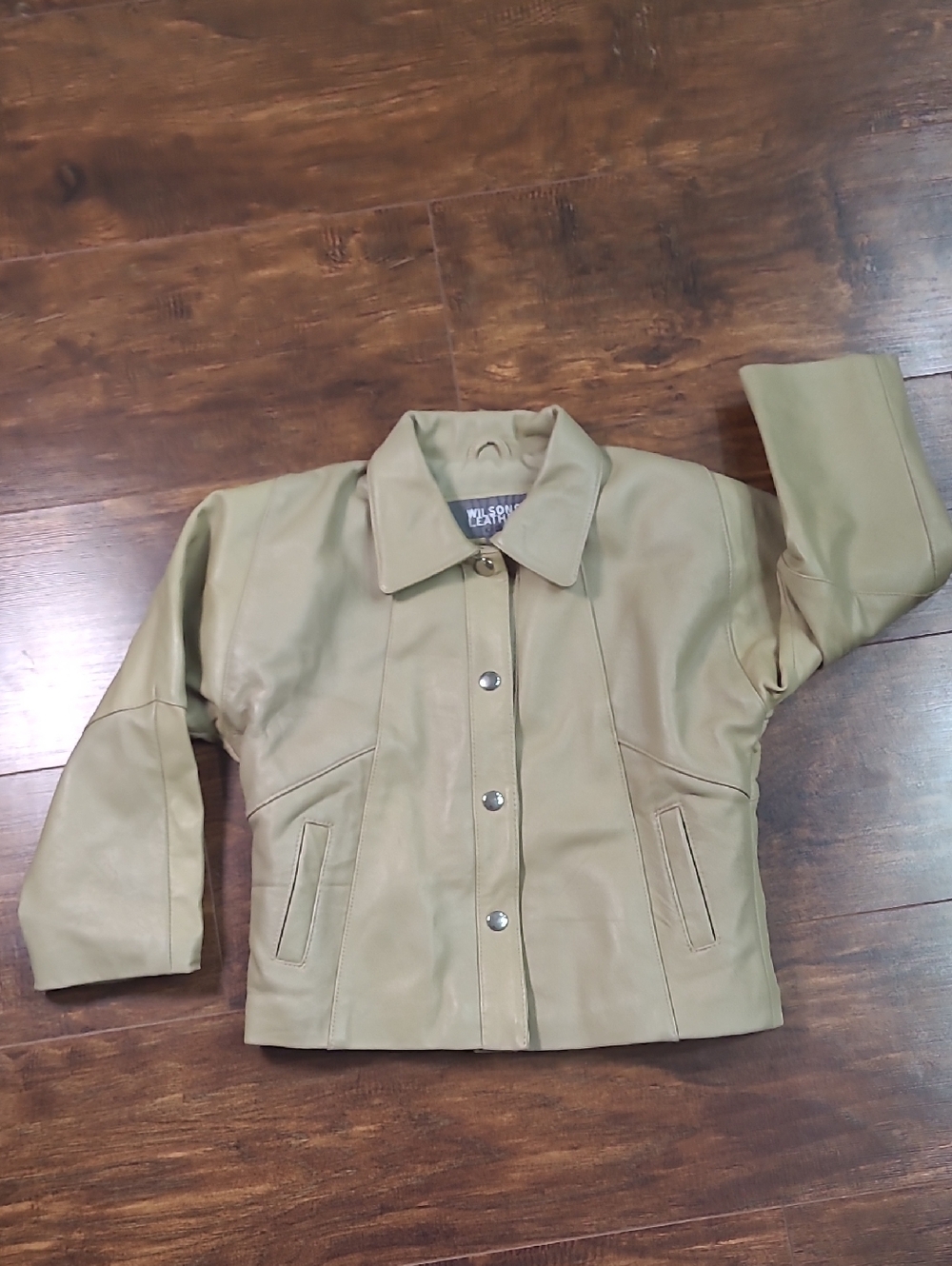 Wilsons Leather Kids  Tan Leather Button-Front Jacket Size Med